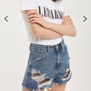 Topshop high waisted fishnet shorts
